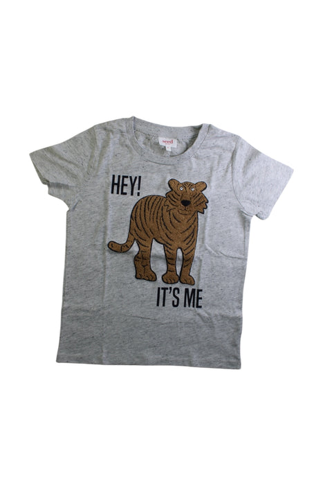 A Grey Short Sleeve T Shirts from Seed in size 6T for boy. (Front View)