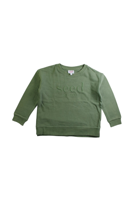 A Green Crewneck Sweatshirts from Seed in size 5T for boy. (Front View)