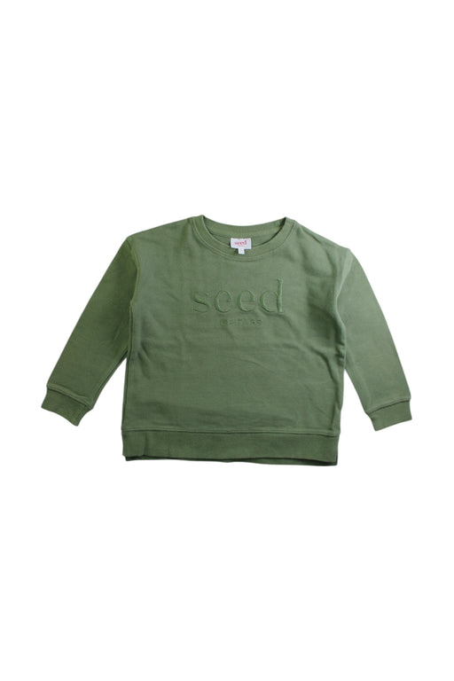 A Green Crewneck Sweatshirts from Seed in size 5T for boy. (Front View)