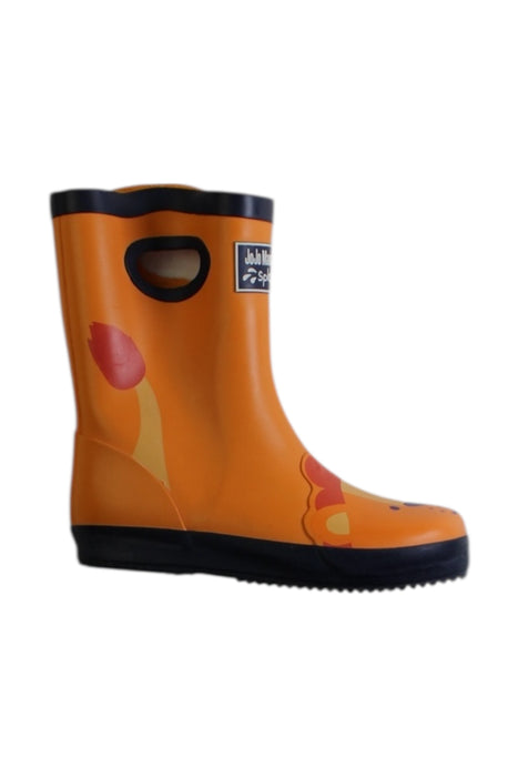 A Orange Rain Boots from Jojo Maman Bébé in size 5T for boy. (Front View)
