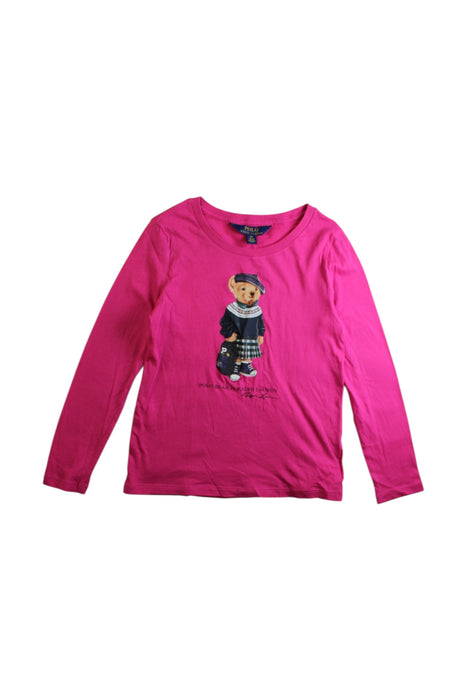 A Pink Long Sleeve T Shirts from Polo Ralph Lauren in size 6T for girl. (Front View)