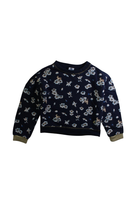 A Navy Crewneck Sweatshirts from Petit Bateau in size 4T for girl. (Front View)