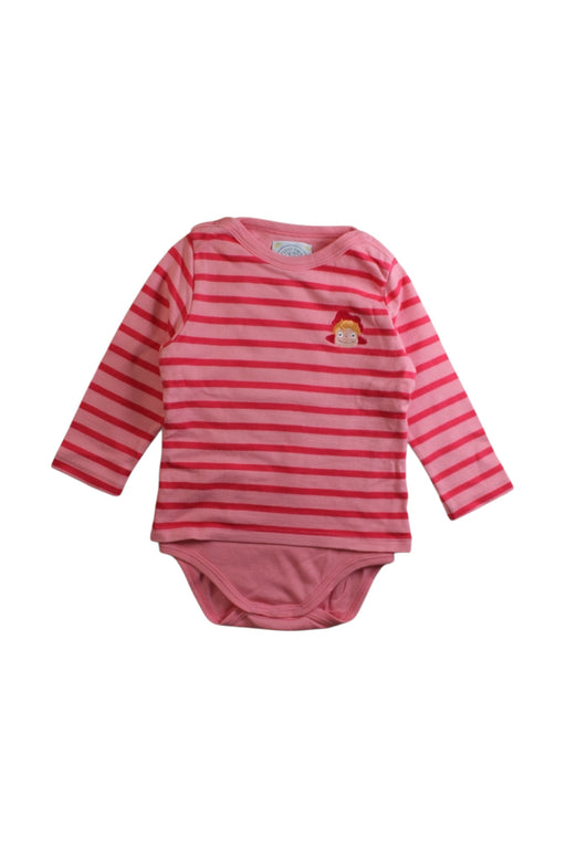 A Pink Long Sleeve Bodysuits from Petit Bateau in size 12-18M for girl. (Front View)