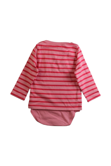 A Pink Long Sleeve Bodysuits from Petit Bateau in size 12-18M for girl. (Back View)