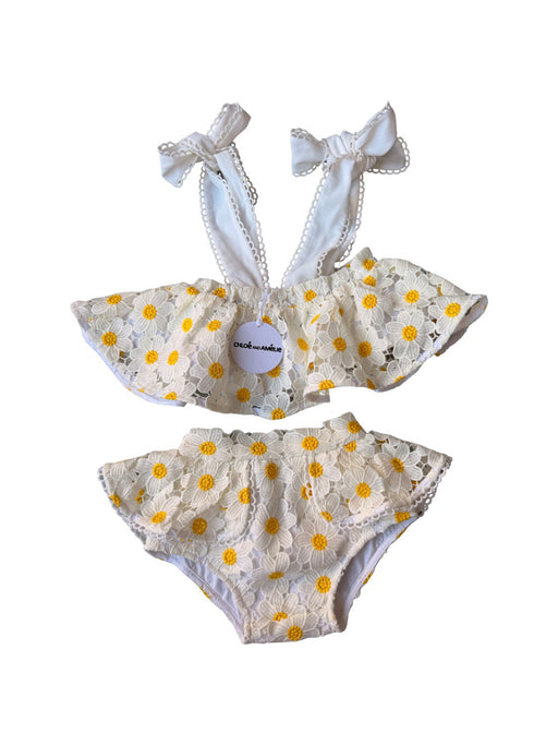 A White Bikinis from Chloe and Amelie in size 3-6M for girl. (Front View)