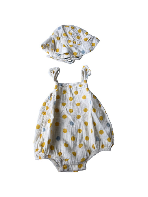 A White Sleeveless Rompers from Nature Baby in size 3-6M for girl. (Front View)