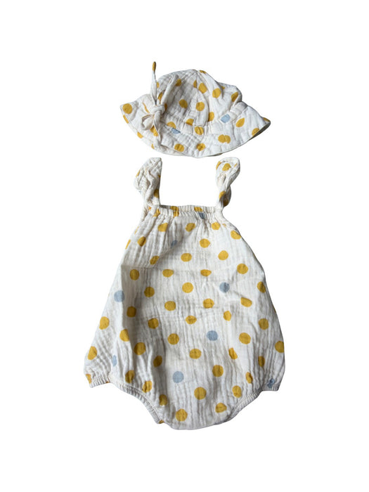 A White Sleeveless Rompers from Nature Baby in size 3-6M for girl. (Back View)