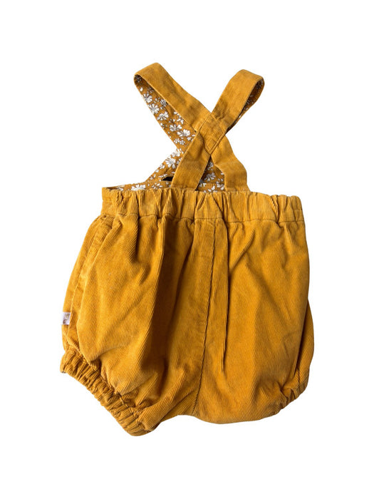 A Yellow Overall Shorts from Jacadi in size 0-3M for girl. (Back View)