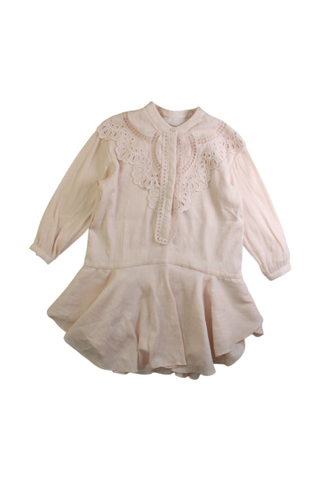 A Pink Long Sleeve Dresses from REISS in size 5T for girl. (Front View)