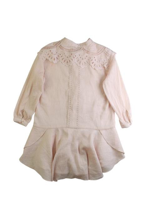 A Pink Long Sleeve Dresses from REISS in size 5T for girl. (Back View)