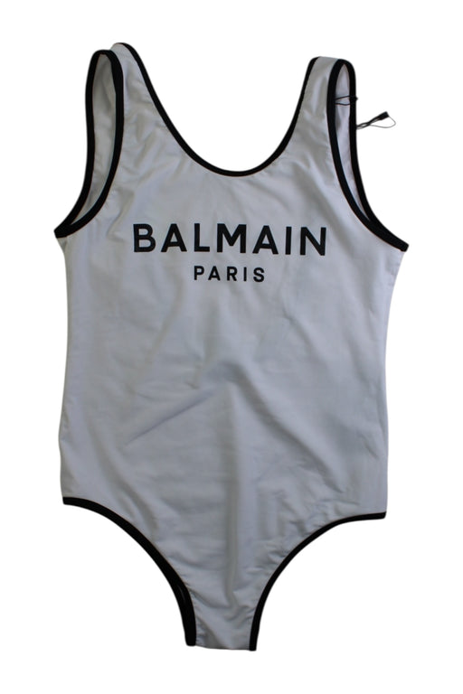 A White Swimsuits from Balmain in size 13Y for girl. (Front View)