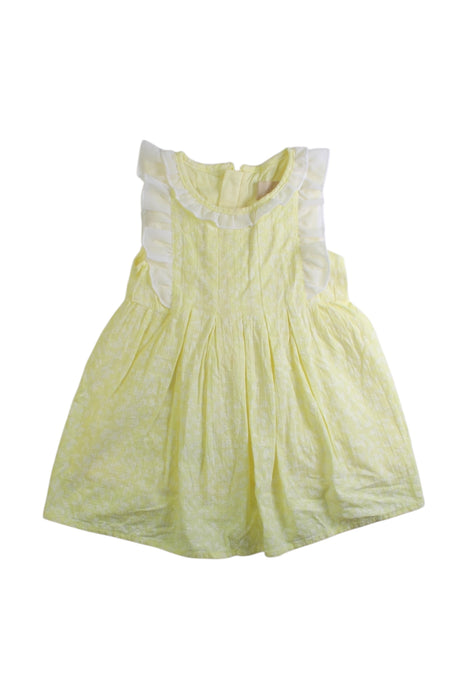 A Yellow Sleeveless Dresses from Chickeeduck in size 18-24M for girl. (Front View)