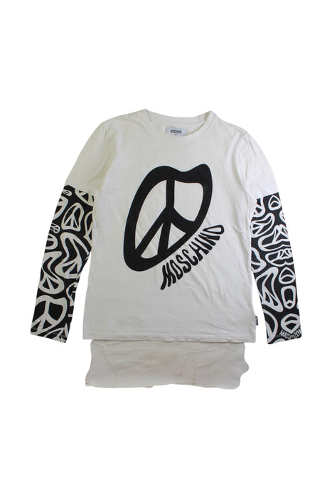 A White Long Sleeve T Shirts from Moschino in size 12Y for girl. (Front View)