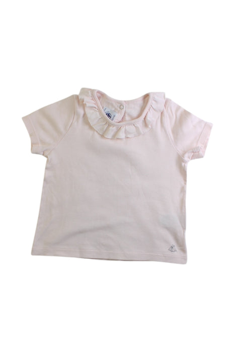 A Pink Short Sleeve Tops from Petit Bateau in size 12-18M for girl. (Front View)