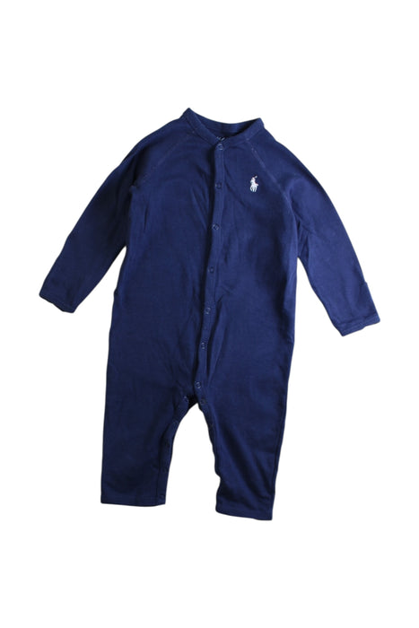 A Navy Long Sleeve Rompers from Ralph Lauren in size 6-12M for boy. (Front View)