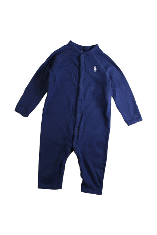 A Navy Long Sleeve Rompers from Ralph Lauren in size 6-12M for boy. (Front View)