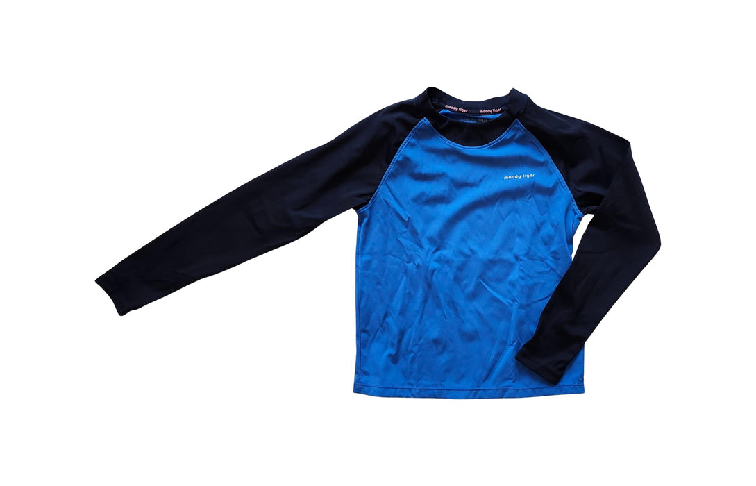 A Blue Rash Guards from Moody Tiger in size 8Y for boy. (Front View)