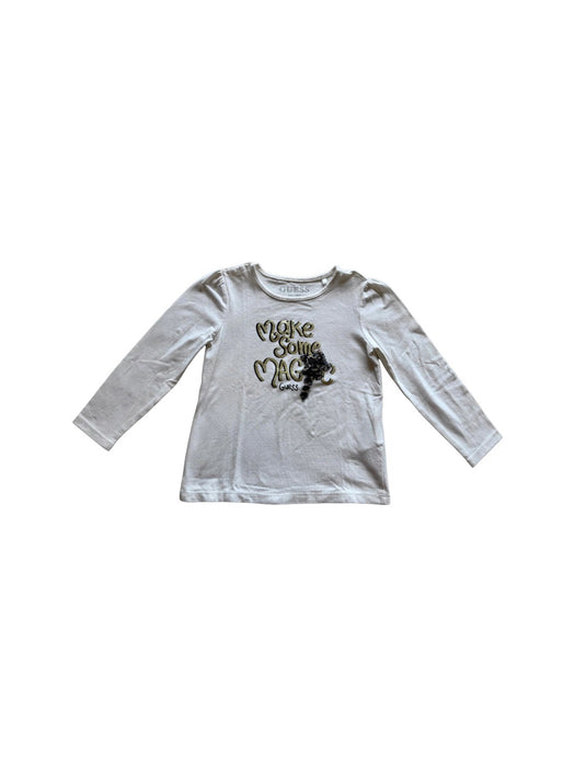 A White Long Sleeve T Shirts from Guess in size 2T for girl. (Front View)