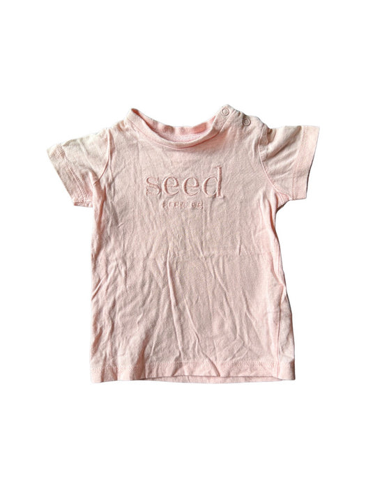 A Pink Short Sleeve T Shirts from Seed in size 3-6M for girl. (Front View)