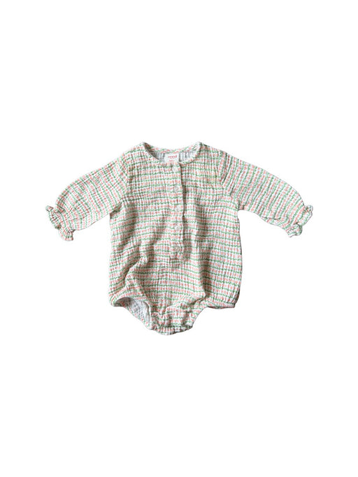 A Green Long Sleeve Rompers from Seed in size 0-3M for girl. (Front View)