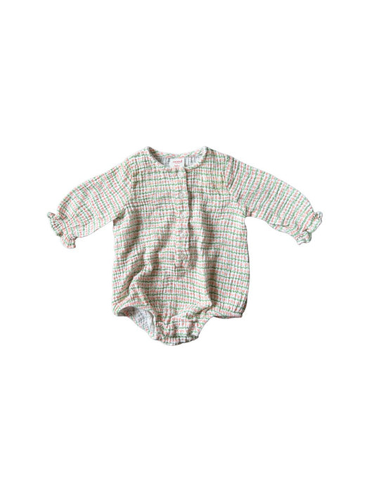 A Green Long Sleeve Rompers from Seed in size 0-3M for girl. (Front View)