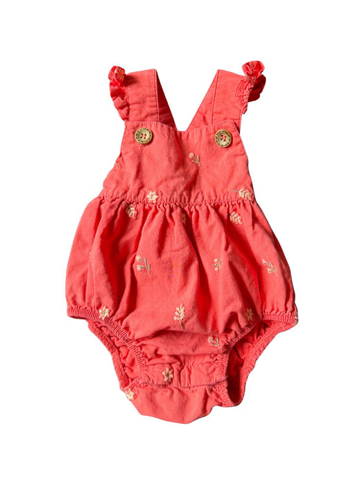 A Red Sleeveless Rompers from Purebaby in size 0-3M for girl. (Front View)