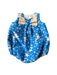 A Blue Sleeveless Rompers from Hucklebones in size 3-6M for girl. (Front View)