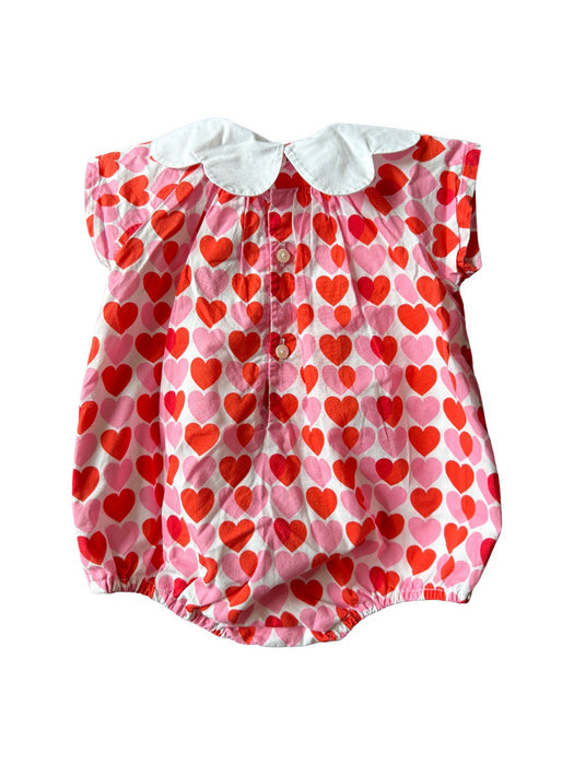 A Red Sleeveless Rompers from Jacadi in size 0-3M for girl. (Back View)