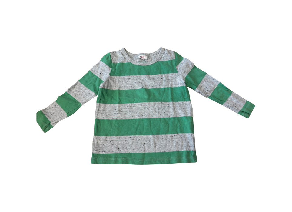 A Green Long Sleeve T Shirts from Seed in size 4T for neutral. (Front View)