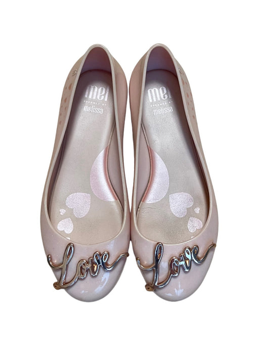 A Pink Flats from Mini Melissa in size 10Y for girl. (Front View)