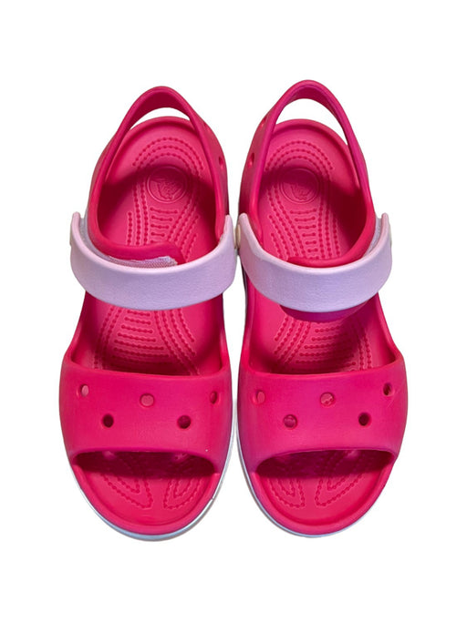 A Pink Sandals from Crocs in size 10Y for neutral. (Front View)