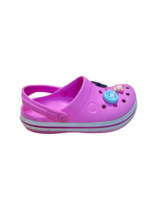 A Pink Slip Ons from Crocs in size 6T for girl. (Back View)