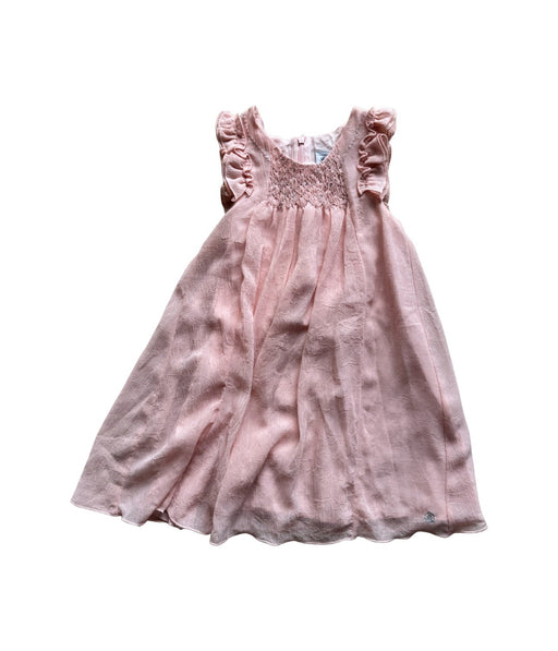 A Pink Sleeveless Dresses from Petit Bateau in size 6T for girl. (Front View)