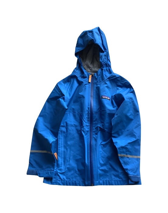 A Blue Rain Jackets from Patagonia in size 7Y for neutral. (Front View)