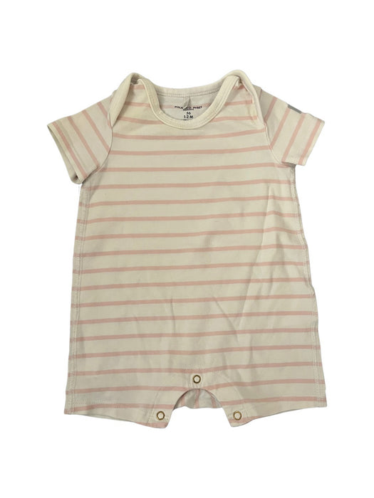 A Pink Short Sleeve Rompers from Polarn O. Pyret in size 0-3M for girl. (Front View)