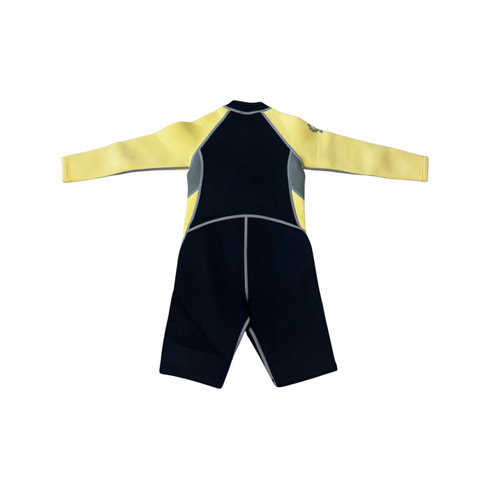 A Yellow Wetsuits from Minnex in size 6T for neutral. (Back View)