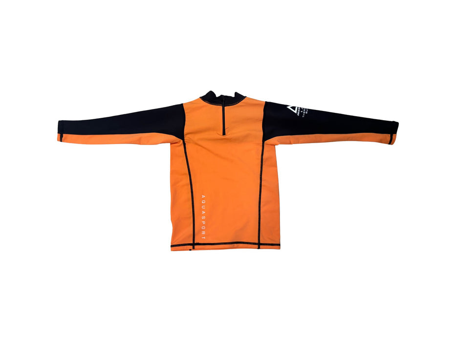 A Orange Rash Guards from Aquasport in size 6T for neutral. (Back View)
