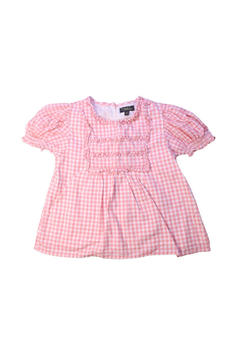 A Pink Short Sleeve Tops from Velveteen in size 6T for girl. (Front View)