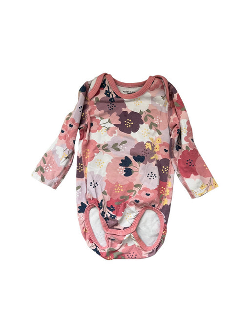 A Pink Long Sleeve Bodysuits from Polarn O. Pyret in size 3-6M for girl. (Front View)