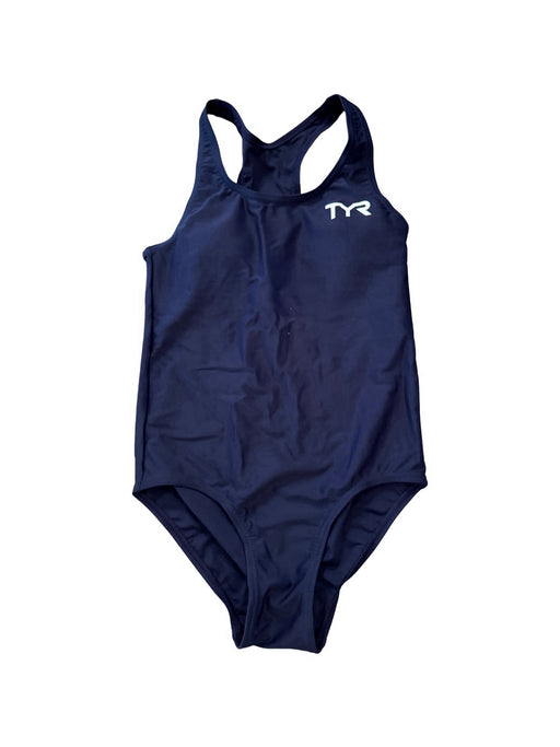 A Navy Swimsuits from TYR in size 12Y for girl. (Front View)