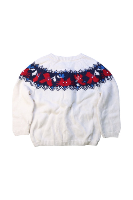 A White Cardigans from Petit Bateau in size 3T for girl. (Back View)