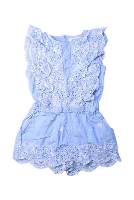 A Blue Sleeveless Rompers from Seed in size 4T for girl. (Front View)
