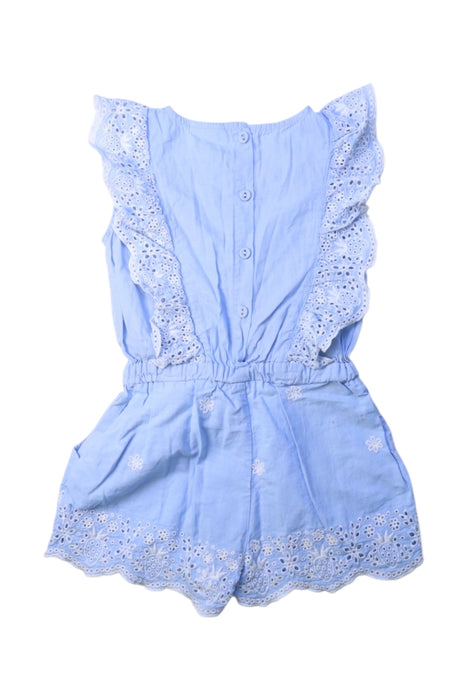 A Blue Sleeveless Rompers from Seed in size 4T for girl. (Back View)