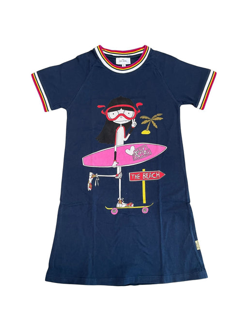 A Navy Short Sleeve Dresses from Little Marc Jacobs in size 8Y for girl. (Front View)