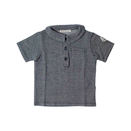 A Grey Short Sleeve Polos from Moncler in size 6-12M for boy. (Front View)