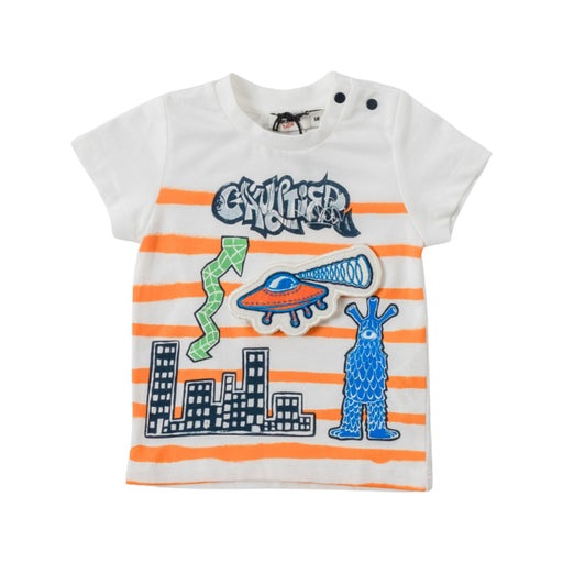 A White Short Sleeve T Shirts from Junior Gaultier in size 3-6M for boy. (Front View)