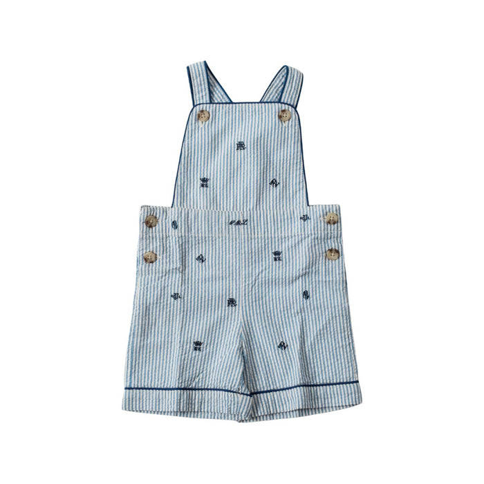 A Blue Overall Shorts from Ralph Lauren in size 3-6M for neutral. (Front View)
