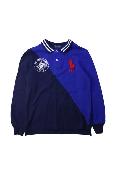 A Blue Long Sleeve Polos from Polo Ralph Lauren in size 5T for boy. (Front View)