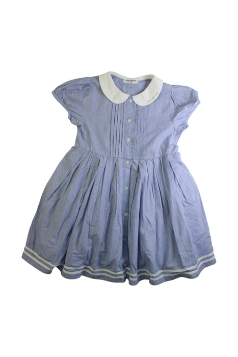 A Blue Short Sleeve Dresses from Pom Ponette in size 7Y for girl. (Front View)