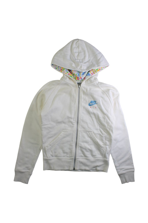 A White Zippered Sweatshirts from Nike in size 13Y for girl. (Front View)